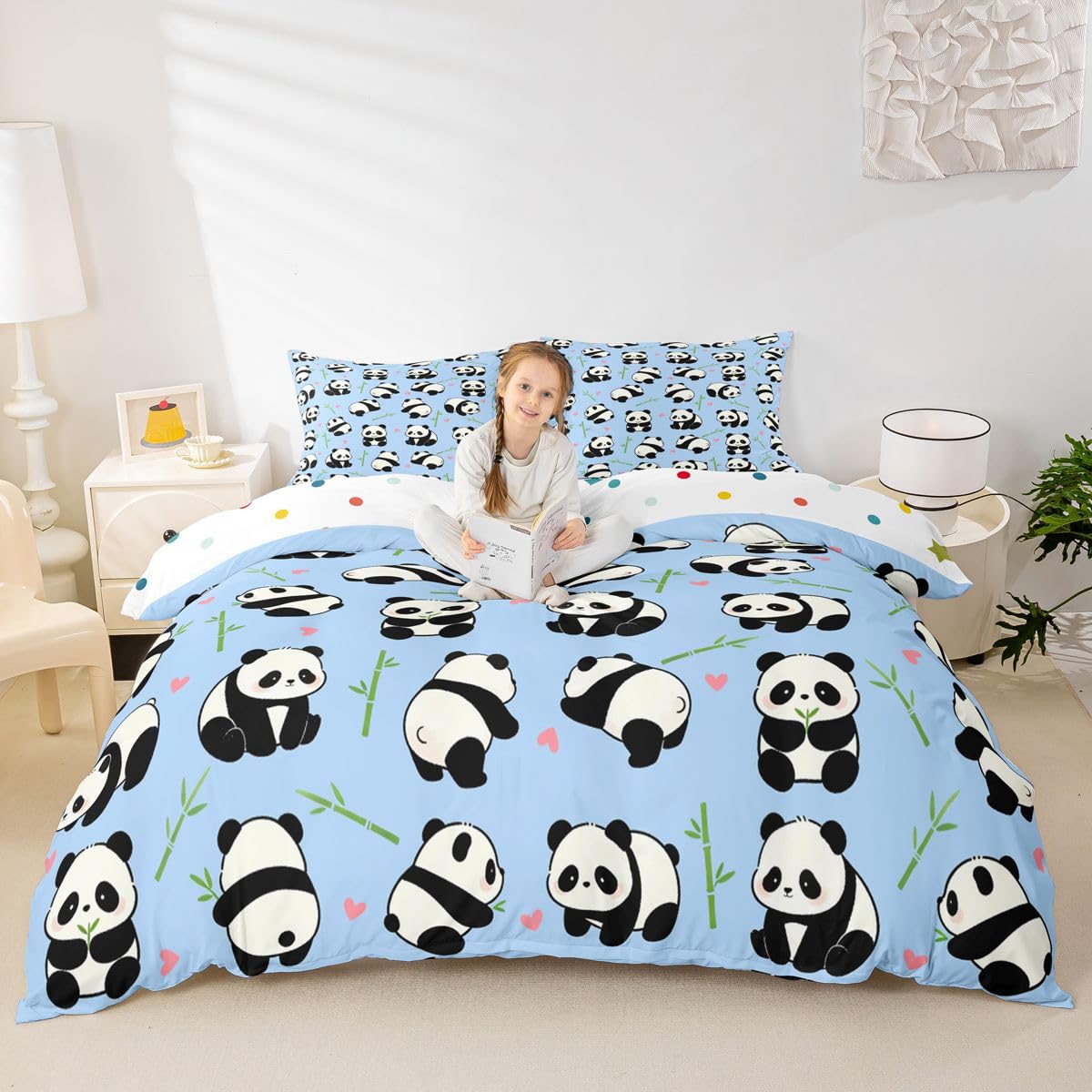 Loussiesd Panda poszewka na kołdrę super king pościel dla dzieci chłopców