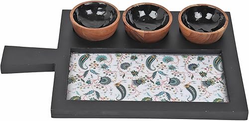 Miniatura 8 de Zenith's DECOR Bandeja de madera hecha a mano para servir aperitivos, plato de aperitivos, plato multiusos para servir pasteles, aperitivos,