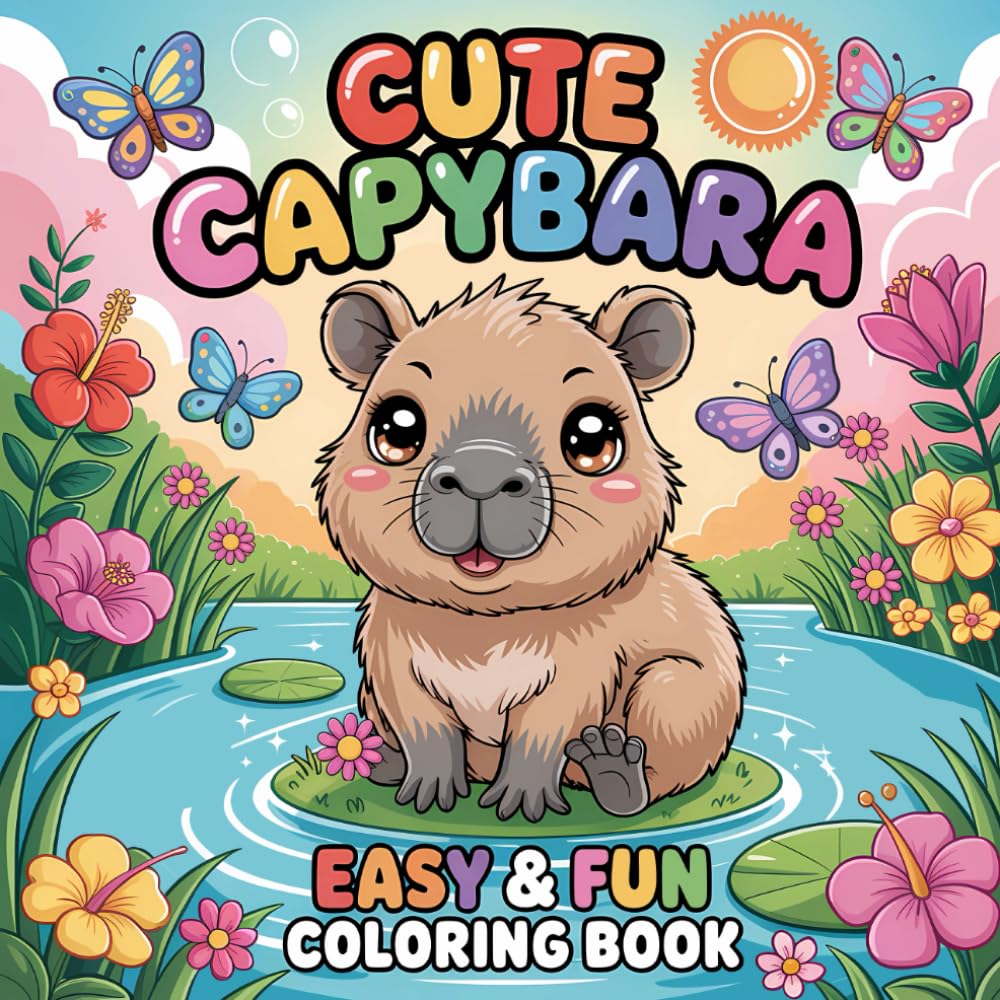 Cute Capybara Easy & Fun Coloring Book: Beautiful Capybara Bold and Simple Illustrations for Kids