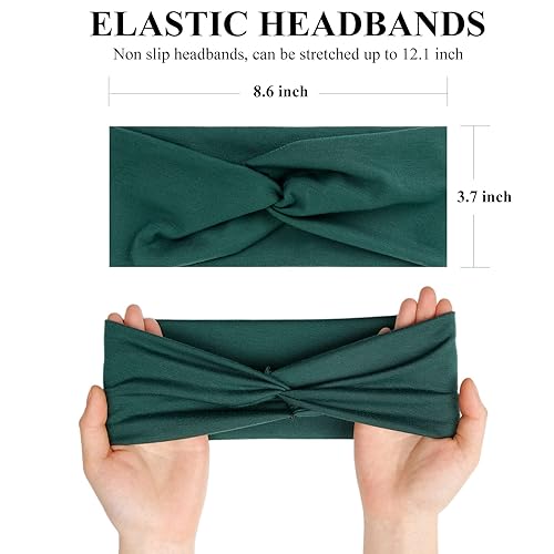 Miniatura 2 de Huachi Diademas anchas para el cabello de mujer, bandas para la cabeza de moda, turbante, accesorios para el cabello de yoga, paquete de 6