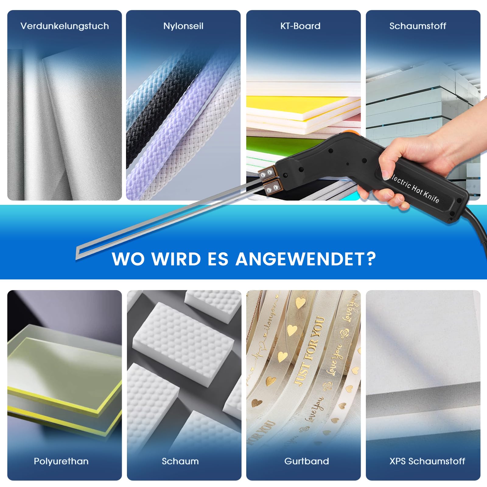 Styroporschneider mit 5 Nichrom,300W Styropor Schneider Heißschneider Elektrisch,Styroporschneider Heißschneider für Schwamm Wandtuch Stoff Seil Gurtschaum Plastik (Schwarz)