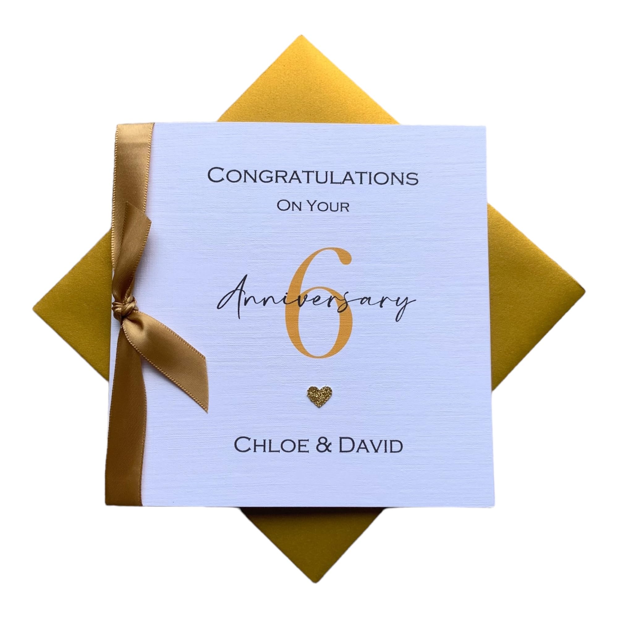 6th Anniversary Card - Iron 6 Year Sixth Wedding Anniversary Greeting Card, Personalised Gift for Wife Husband Couple Friends - Various Designs (Ribbon Number) โ image 1