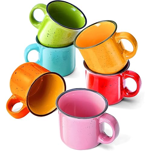 bestone Coffee Mugs Set of 4，16 oz Large Ceramic with Handles,Coffee,Salad,Noodles etc Cups for Cereal Latte,Vibrant Colors (Vibrant 6, 16-oz)
