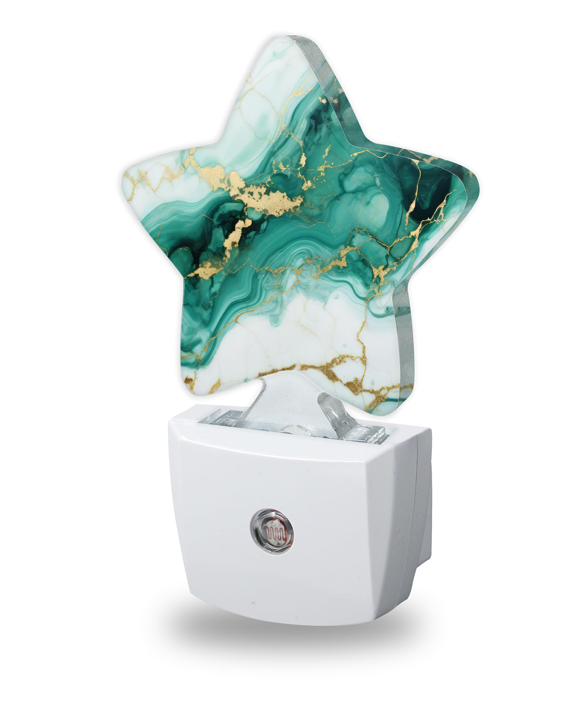 Green Gold Marble Night Lights Plug Into Wall Decorative,Modern Abstract Sleep Friendly Lamp, Energy Efficient Dusk-to-Dawn Sensor Nightlights for Kid Bedroom Nursery Bathroom