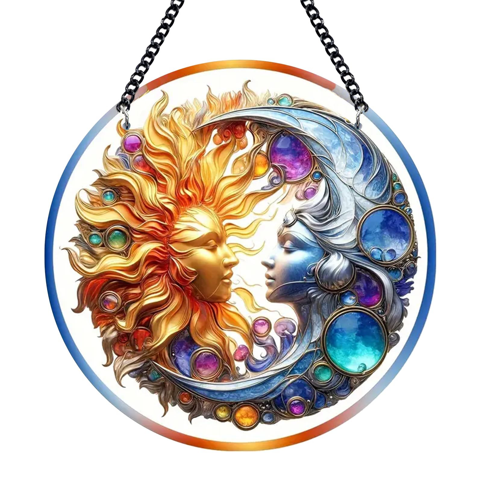 Colored Perspex Sun and Moon Suncatchers - Acrylic Rainbow Prisms for Bedroom Windows and Interior Spaces - Decoration for Astrology Lovers and