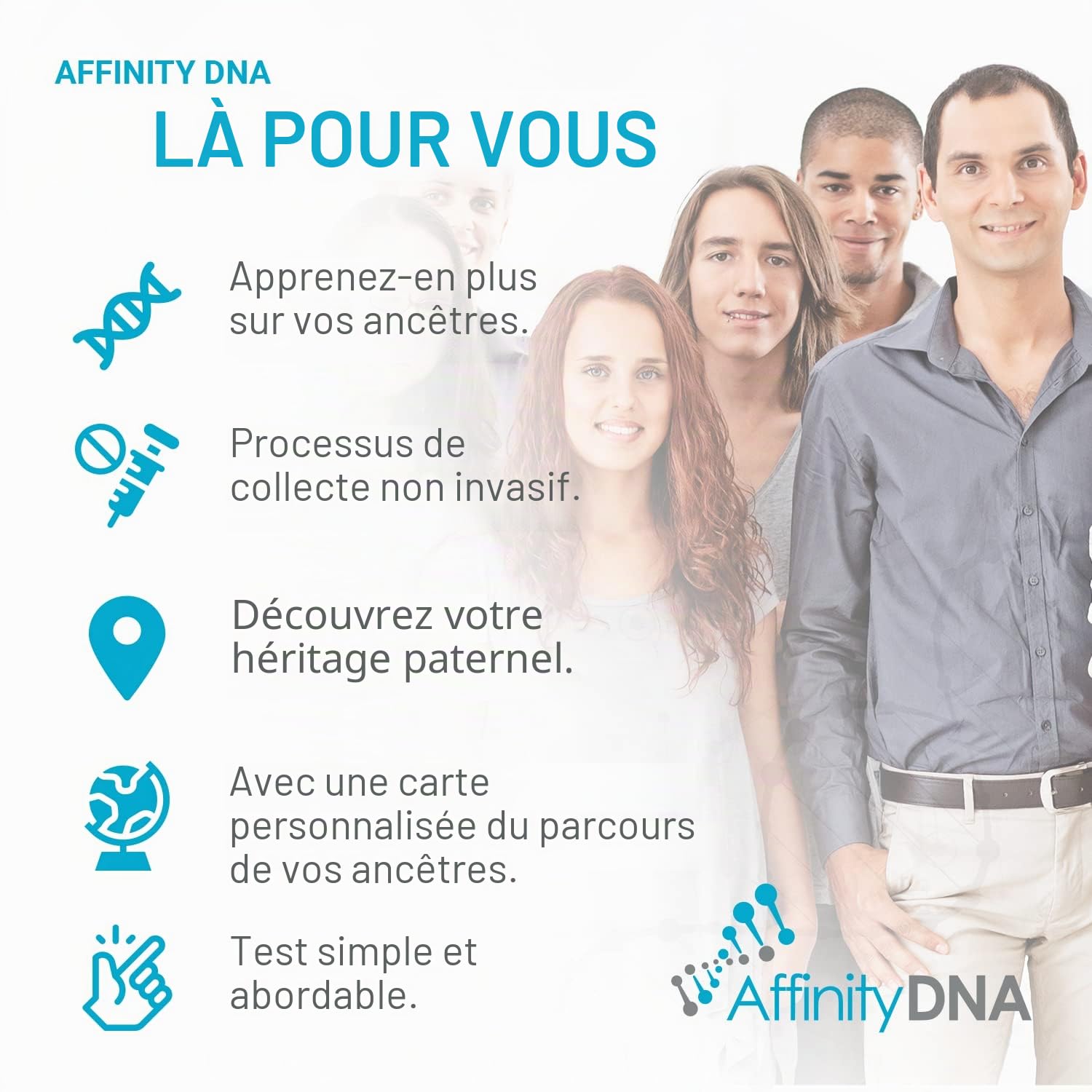 Kit de test ADN d'ascendance paternelle lignée - Découvrez votre haplogroupe Y-STR - Résultats en 6 à 7 semaines - Kit de prélèvement d'échantillons d'ADN à domicile