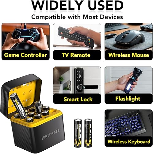 Miniatura 8 de Paquete de 12 baterías recargables AA de litio de 3600 mWh 1.5 V, 2000 ciclos con cargador inteligente de 12 ranuras e indicadores LED, potencia de