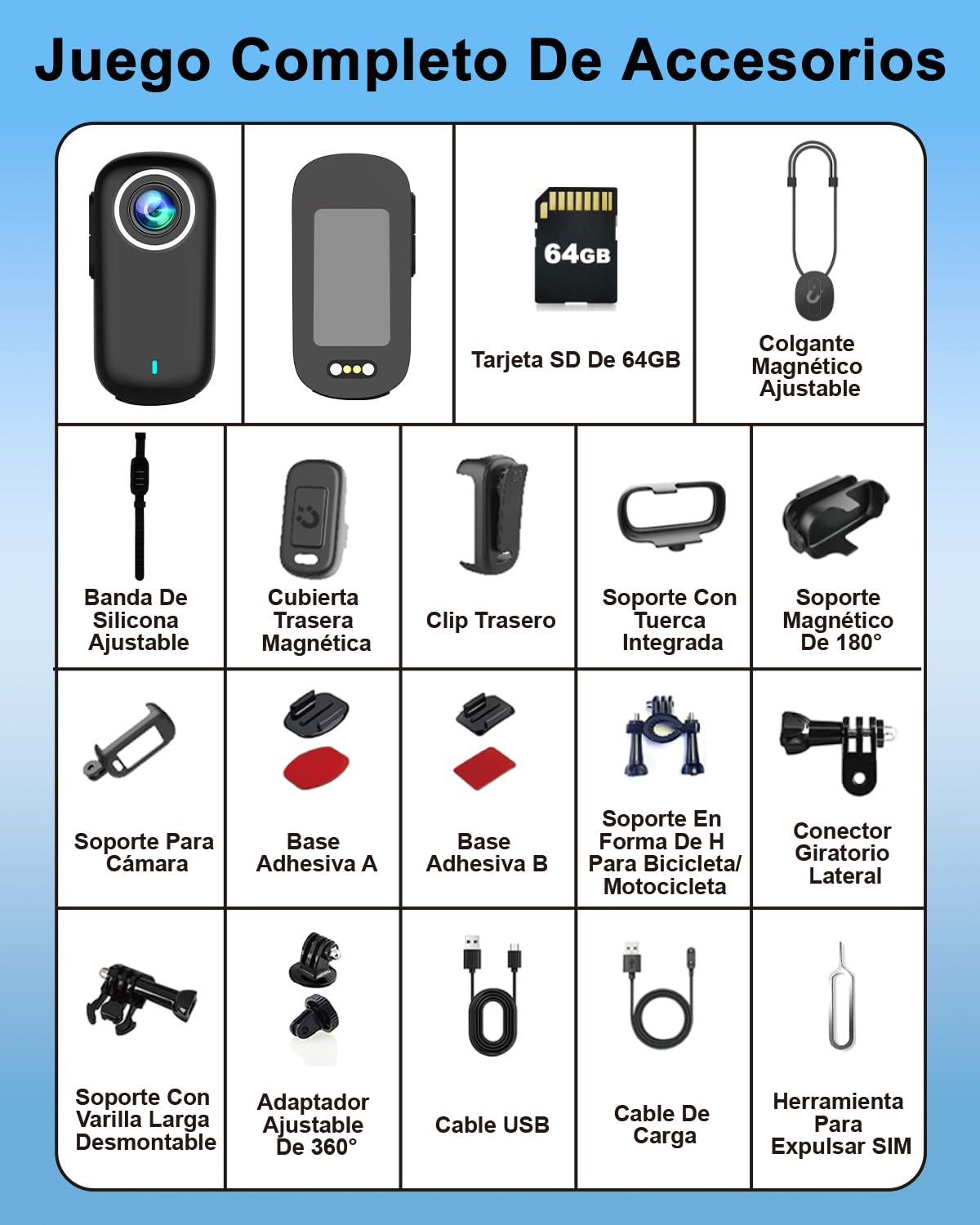 Bextgoo Camara Deportiva, Action CAM 4K WiFi, Cámara Deportiva con Tarjeta de Memoria de 64GB, POV Camara Accion con EIS Antivibración, Body CAM con batería de 1200 mAh e Impermeable IP65