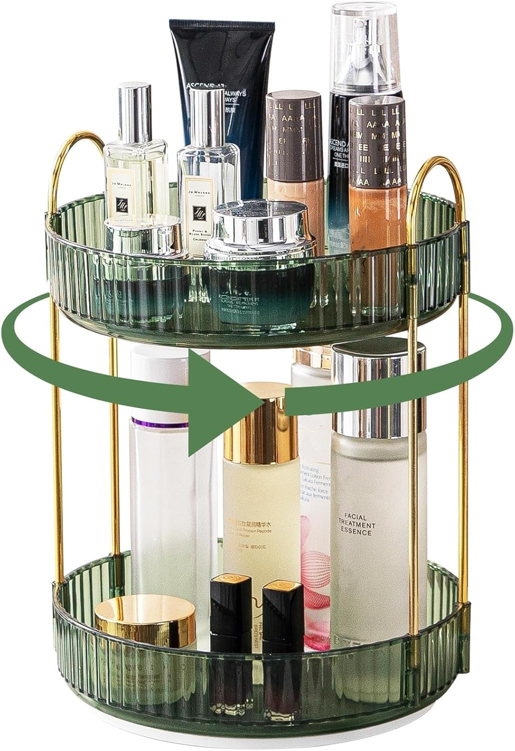 Présentoir parfum et cosmétiques rotatif haut de gamme coloris vert