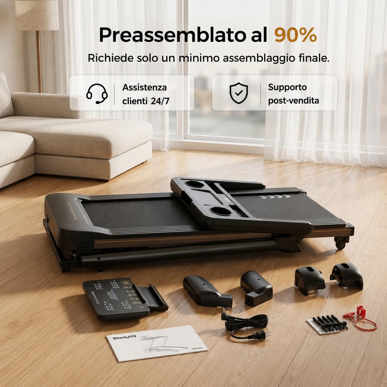 Niceday Tapis Roulant Pieghevole con Inclinazione Automatica 18%, 172 kg | Ampia superficie di corsa, velocità da 1 a 14 km/h, motore brushless silenzioso da 3,0 HP e pratiche maniglie.