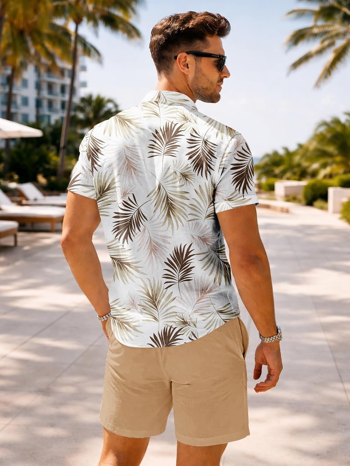 Yoimira Men's Summer Outfits 2 Piece Short Sets Hawaiian Floral Button Down Shirt and Shorts Vacation Beach Cruise Set