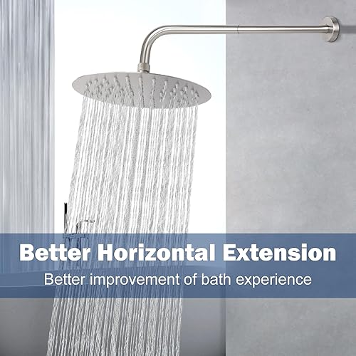 Vista 72 de NearMoon Brazo de ducha, brazo de extensión extra con brida, tubo extensor de cabezal de ducha montado en la pared de acero inoxidable