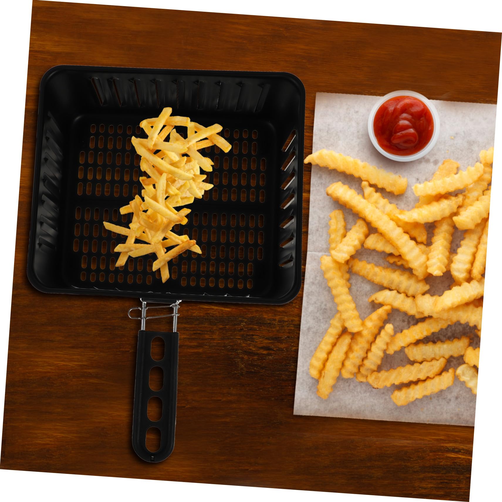 Cesta de freidora eléctrica resistente con asa, accesorio de freidora de aire de alta calidad para una cocina saludable, ideal para la cocina del hogar, perfecta para alimentos fritos crujientes