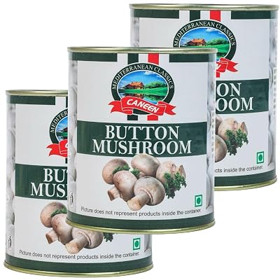 CANEEN Fresh Button Mushroom (800g) | No Artificial Colours & Preservatives | Suitable for Sautéed Mushrooms, Risottos, 