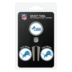 Team Golf NFL Divot Tool with 3 Golf Ball Markers Pack Markers are Removable Magnetic Double-Sided Enamel