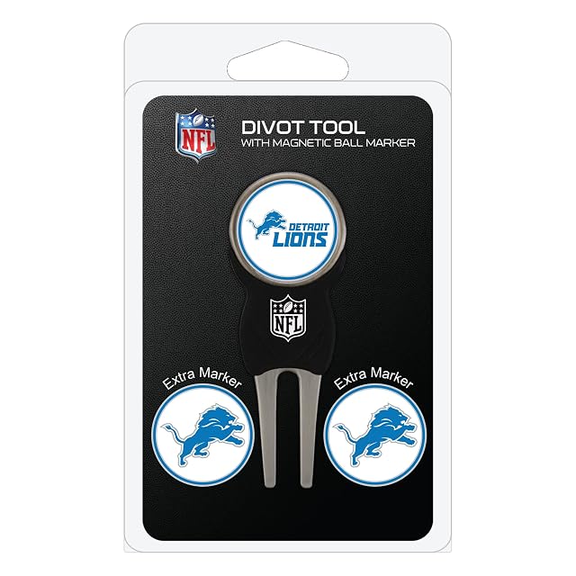 Team Golf NFL Divot Tool with 3 Golf Ball Markers Pack Markers are Removable Magnetic Double-Sided Enamel