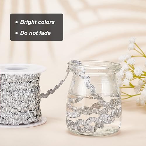 Miniatura 5 de GORGECRAFT 1 rollo de 27 yardas82.0 ft con purpurina plateada RIC Rac Trim cinta de costura de flecos de costura de 0.197 in0.2 pulgadas para coser