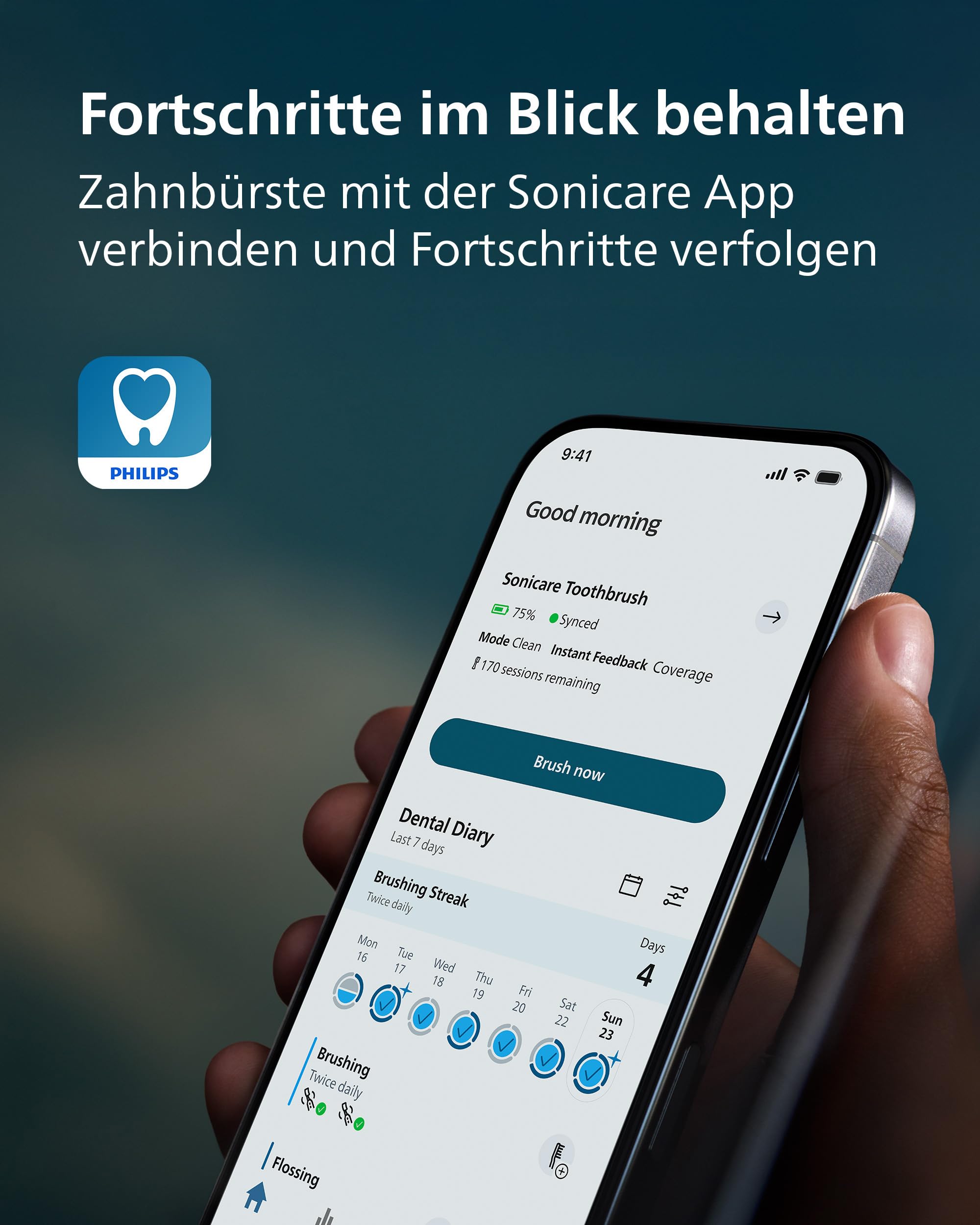 Philips Sonicare Next-Generation DiamondClean 9900 Prestige elektrische Zahnbürste - intelligentes Feedback zur Putzabdeckung, intelligente Andruckkontrolle, 24 Einstellungen, Quarzschwarz, HX9815/92
