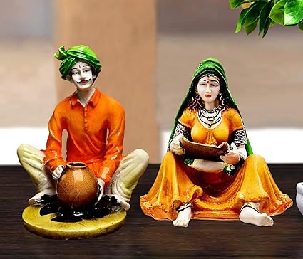 Karigaari India Polyresine Couple Making Supdi & Pottery