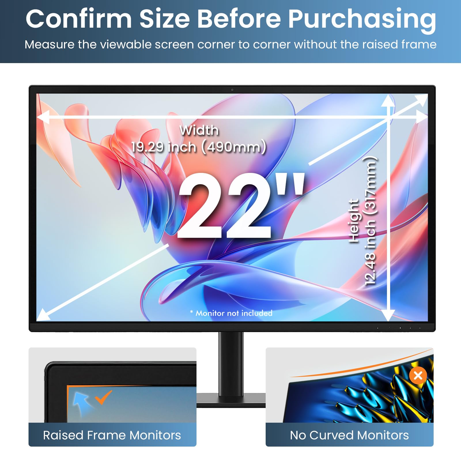SOPPY Protector de pantalla de privacidad para computadora colgante de 22 pulgadas para monitor de pantalla ancha de 16:9 de escritorio, filtro extraíble antirreflejos, protector de pantalla de luz