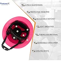 Vista 4 de ProtectX - Cascos de construcción de ala completa, ventilados, aprobados por la OSHA, con suspensión de 6 puntos, Cascos de construcción