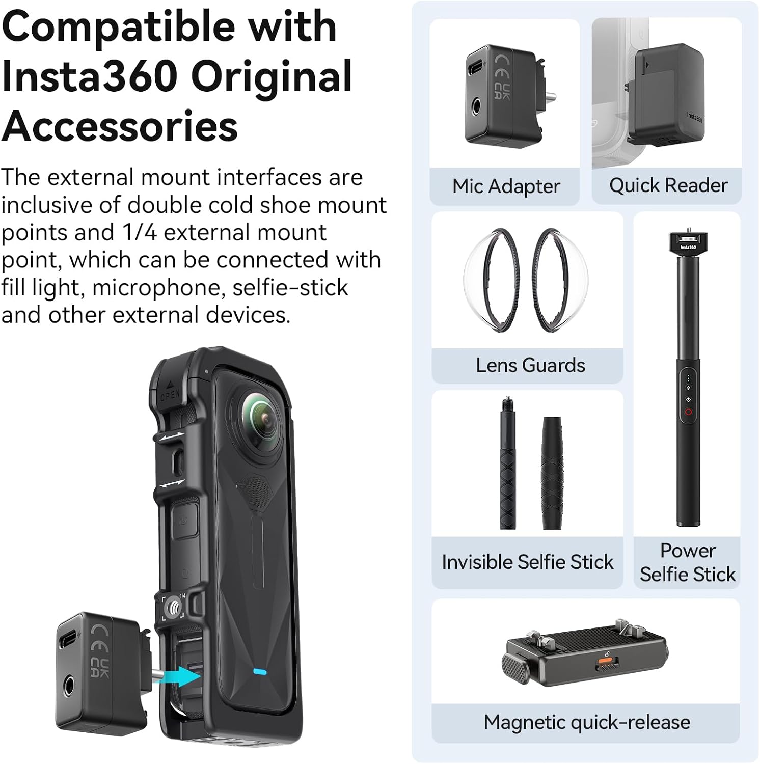Camera Cage for Insta360 x5 Accessories, Protective Case Multifunction Utility Frame for Insta360 X5 with Quick Release image 5