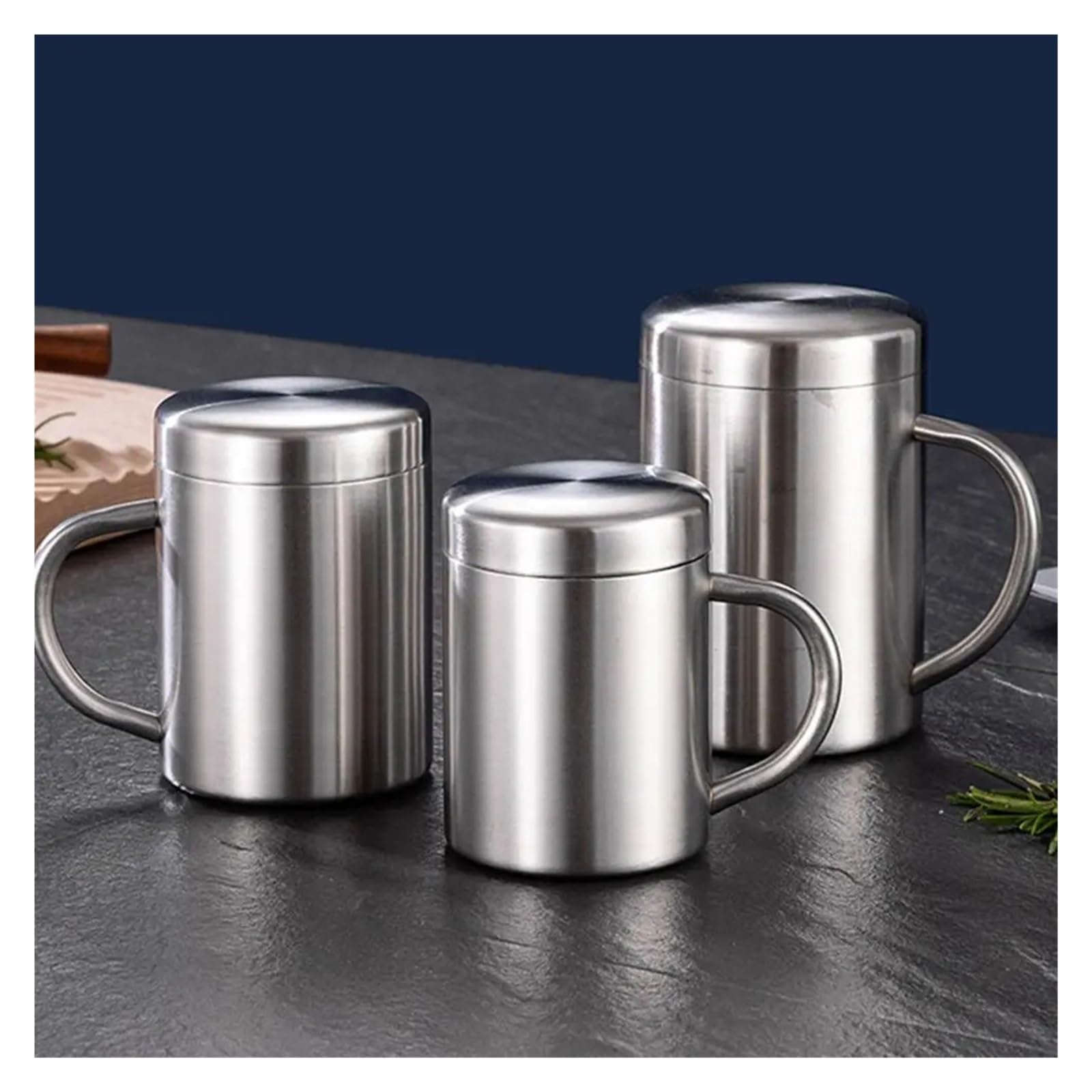 Taza de café acero inoxidable, taza antiescaldado doble capa, vaso térmico portátil for bebidas, té y jugo para Casa y Oficina(With lid 400ml)