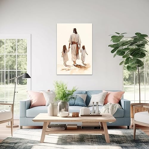 Vista 140 de Arte de pared de Jesús y el niño, póster minimalista bohemio cristiano, lienzo para pared, imagen abstracta de Jesús, arte cristiano religioso Jesús