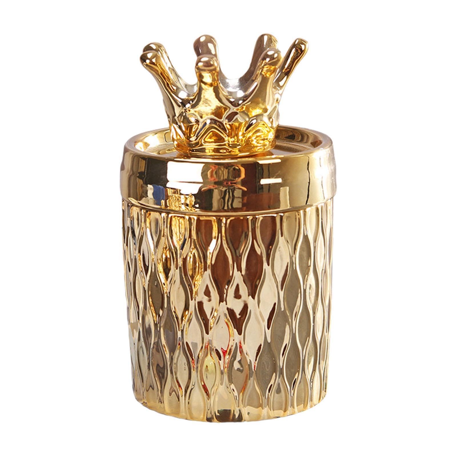 Zambuph Dustproof Cosmetics Container Organization, crown decor, 7.5x14cm