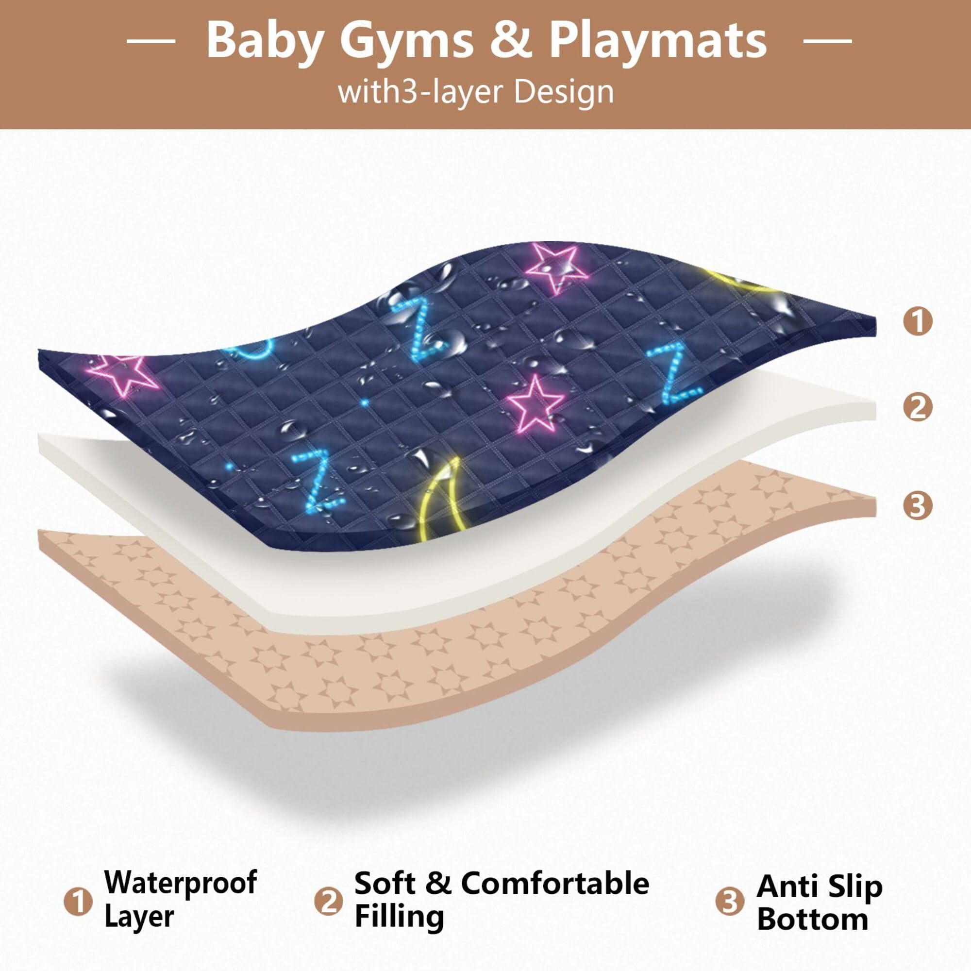 Style néon – Grand tapis de jeu robuste pour bébé, résistant à l'eau, pour bébé, enfant, tout-petit, nourrisson, 127 x 127 cm