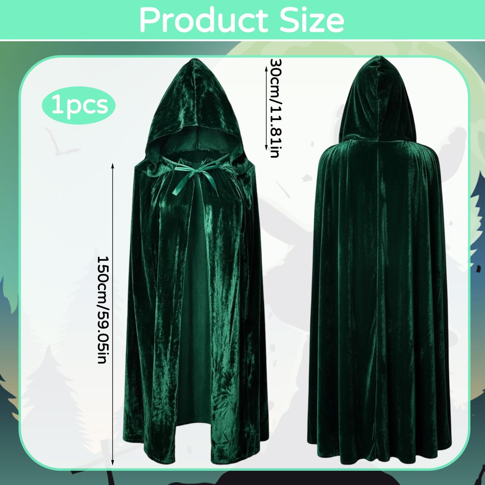 1 Piece 150 cm Green Cape - Image 2