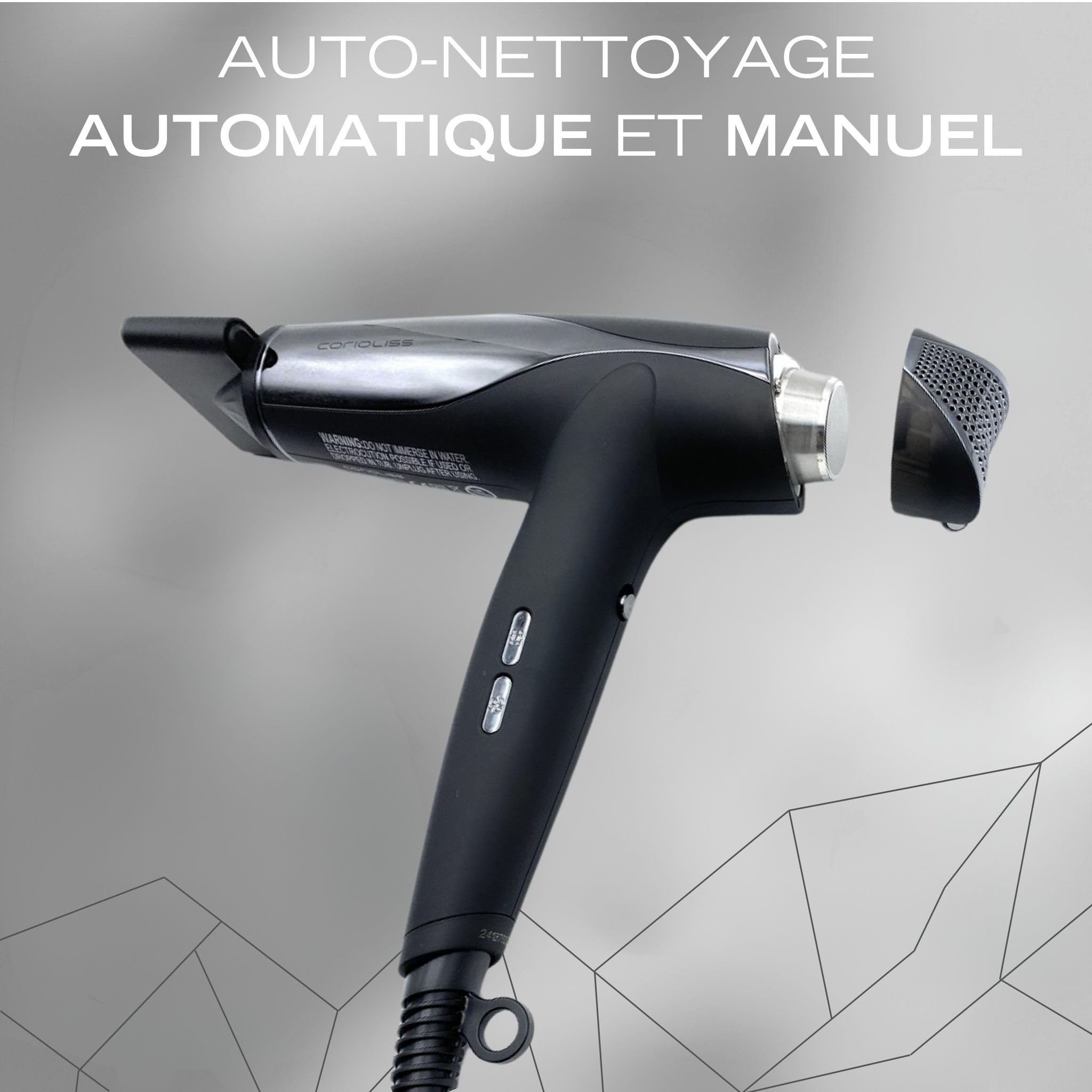 Corioliss Wind Sèche-Cheveux Professionnel Léger et Silencieux | Moteur BLDC 1500W | Générateur Ionique | 2 Buses et Diffuseur Magnétiques | Contrôle LED Température et Vitesse | Avec Housse de Voyage