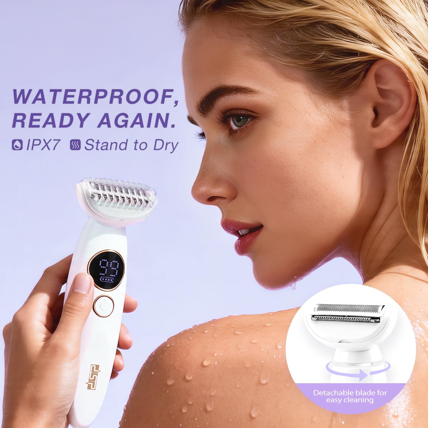 DSP Afeitadora eléctrica 5 en 1 para mujer, impermeable, sin dolor, con accesorios para nariz, cejas, bikini, recargable por USB, kit de aseo para mujer, para cara, piernas, brazos