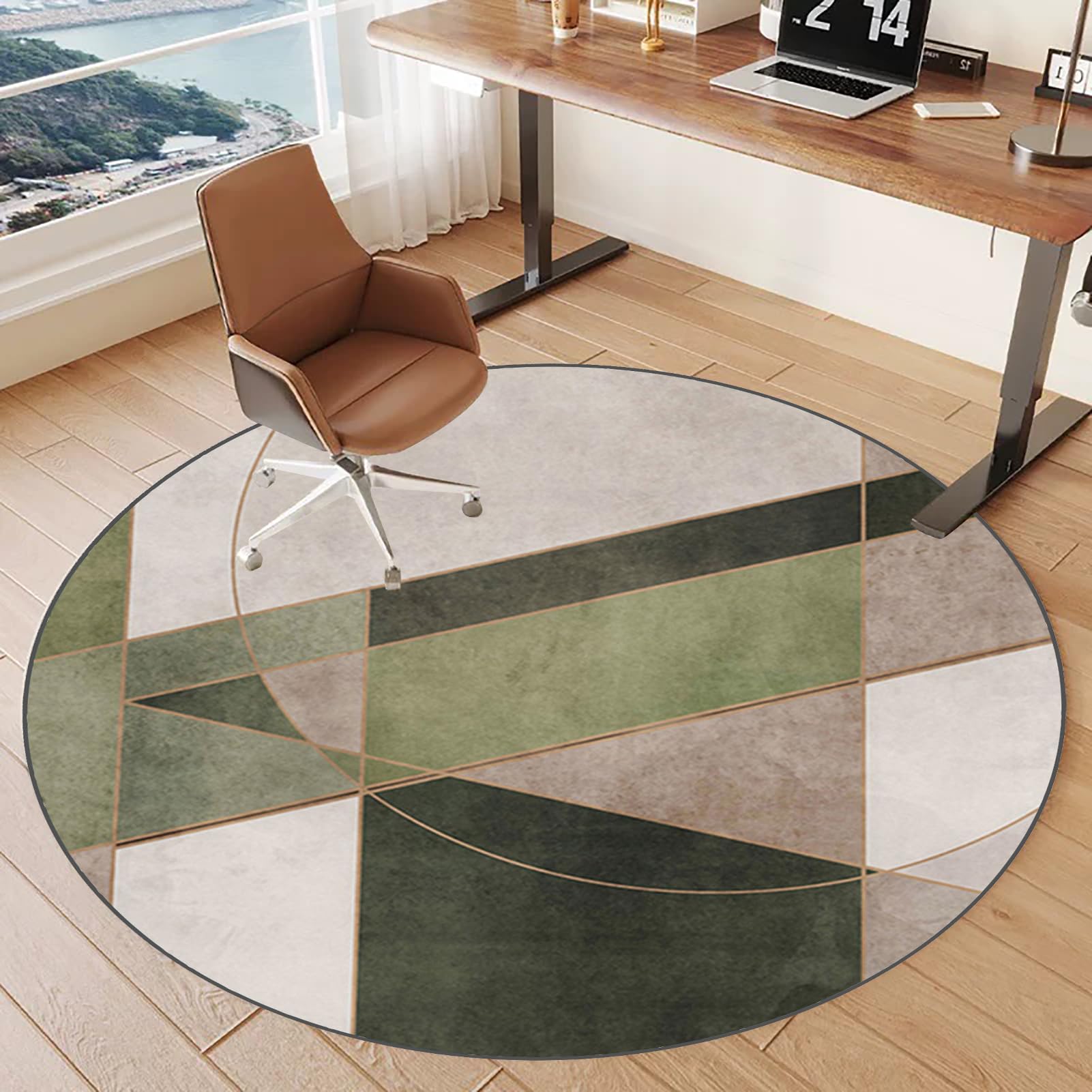 Tkuhknag Office Chair Mat for Hard Floors - Non-Slip Floor Protector for Rolling Chair - Carpet Protector Floor Mat for Laminate, Parquet - Round Computer Desk Gaming Chair Mat 100 cm