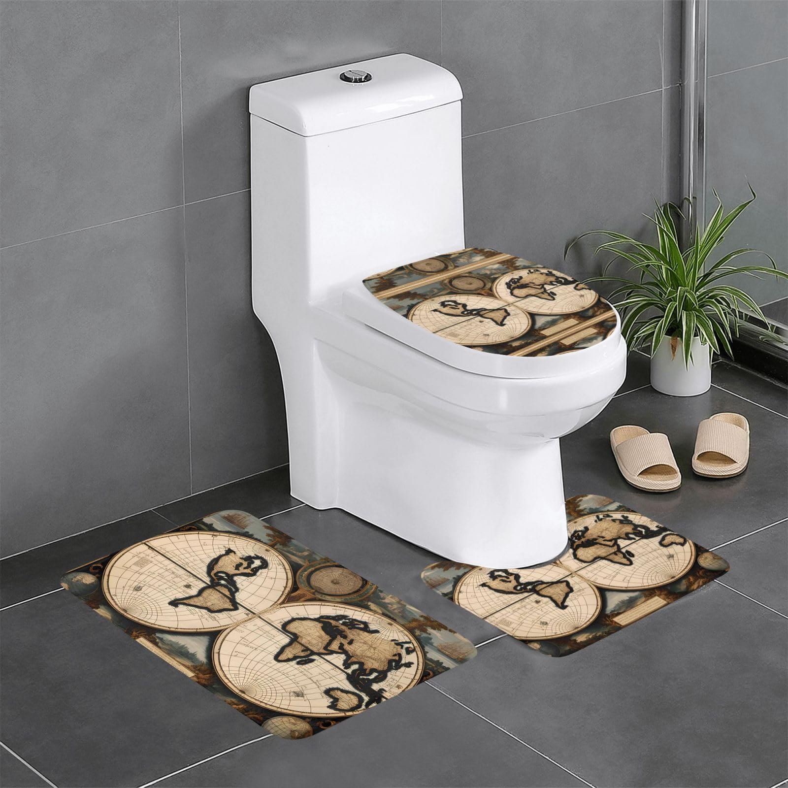 Tapis de bain antidérapant à séchage rapide motif carte du monde