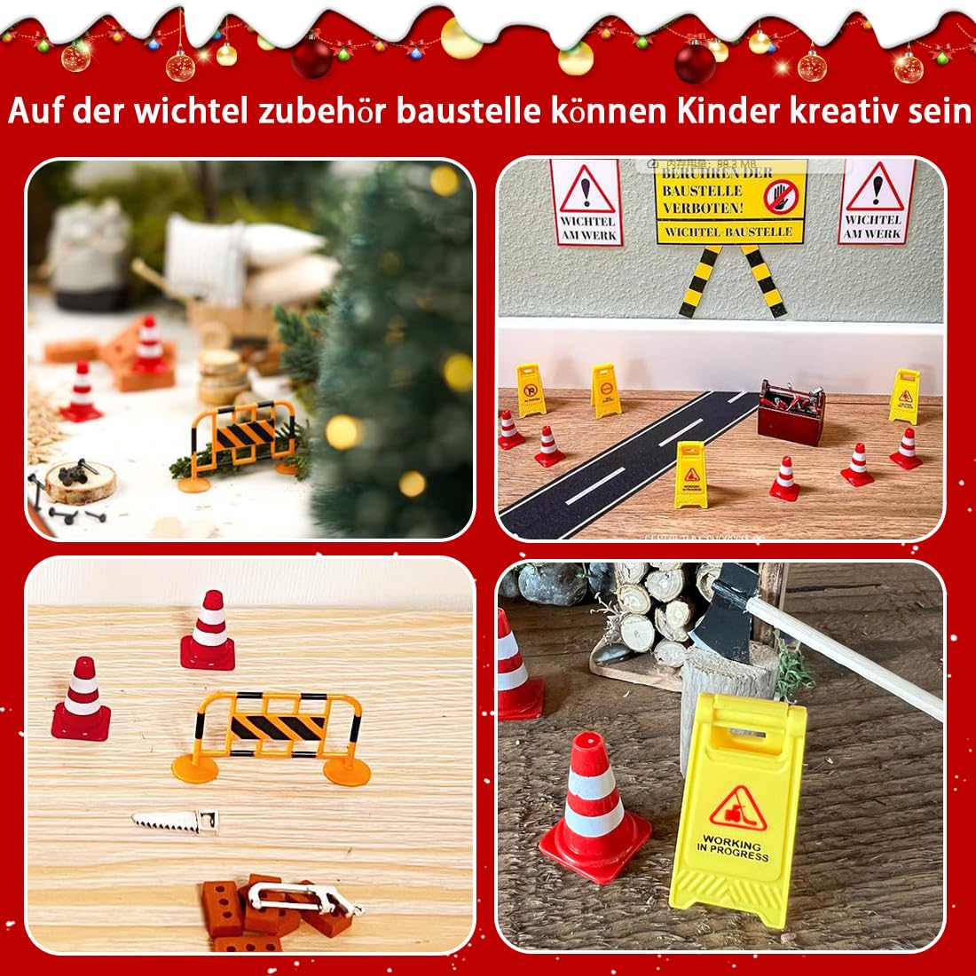 Albero di Natale in miniatura / Albero di Natale vittoriano vintage 8 pezzi / Gnomo per la casa / Miniatura per casa delle bambole - IV3-3509 - Italia