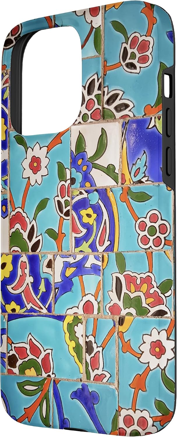 Iranian Art Tiles Mosaic Vibrant Blue Photograph Case for iPhone 15 Pro Max