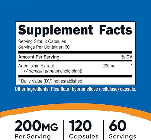 Miniatura 2 de Nutricost Artemisinina 200 mg, 120 cápsulas vegetarianas - Sin OMG, sin gluten, 60 porciones