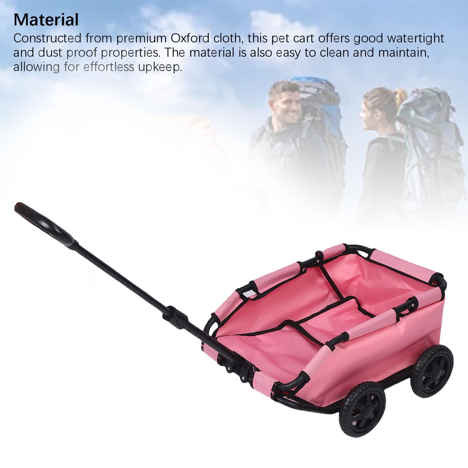ciciglow Passeggino per Animali Domestici, Carrello per Animali Domestici a 4 Ruote Pieghevole Multifunzionale, Passeggino per Cane Compatto Pieghevole Leggero per Viaggi in Campeggio (PINK)