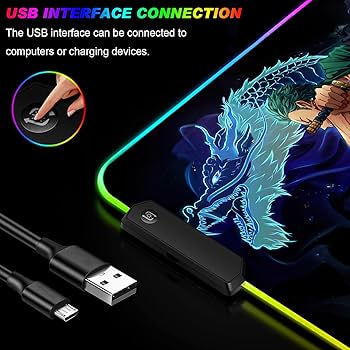 SIASYDF RGB One Piece Zoro Mouse Pad, Extended Large Anime LED