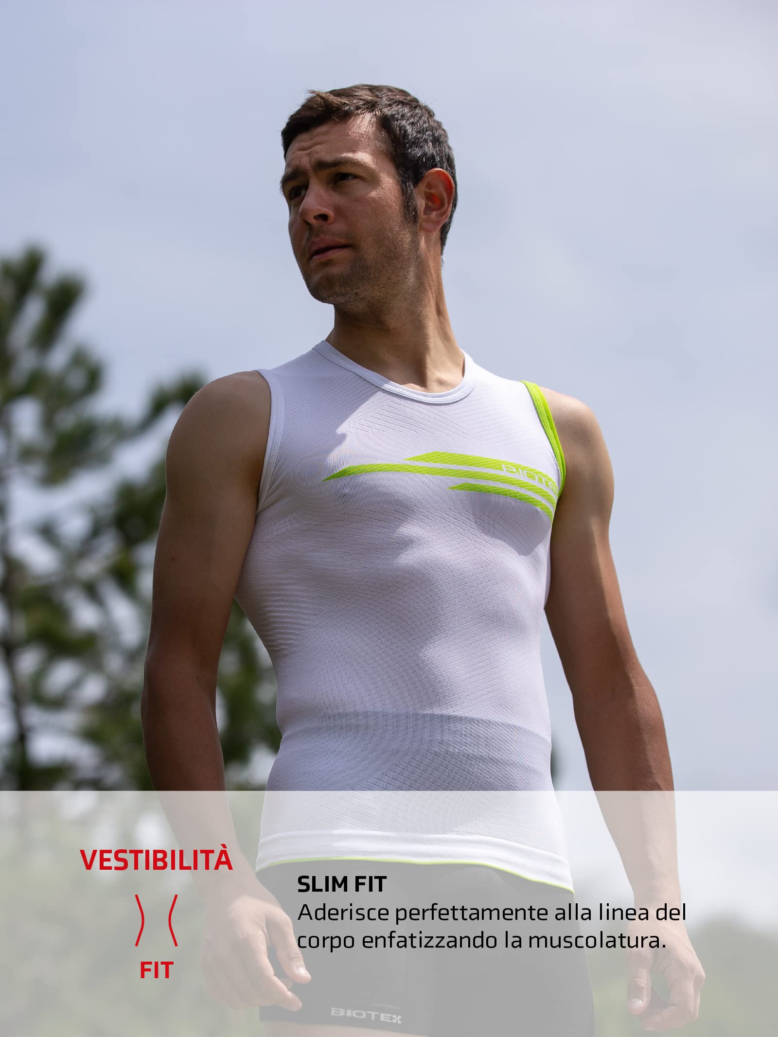 BIOTEX Canotta Impact Traspirante da Uomo per Ciclismo e Running, Intimo Tecnico Sportivo Ideale per L'Estate e per l'inverno