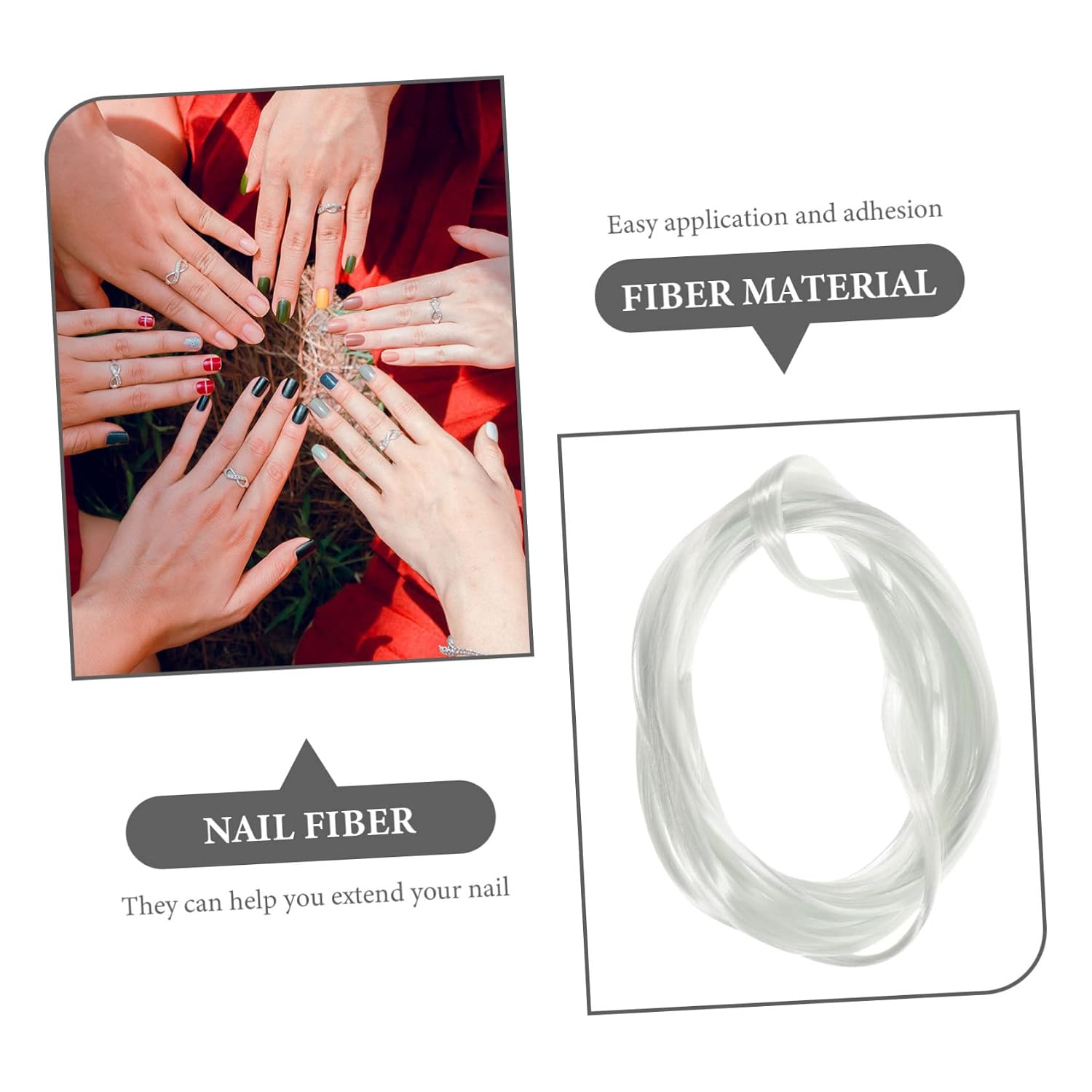 VICASKY 1bag Nail Extension Fiber Manicure Extension Fiber Press Nails Almond Shape Gel Kit Easy Application