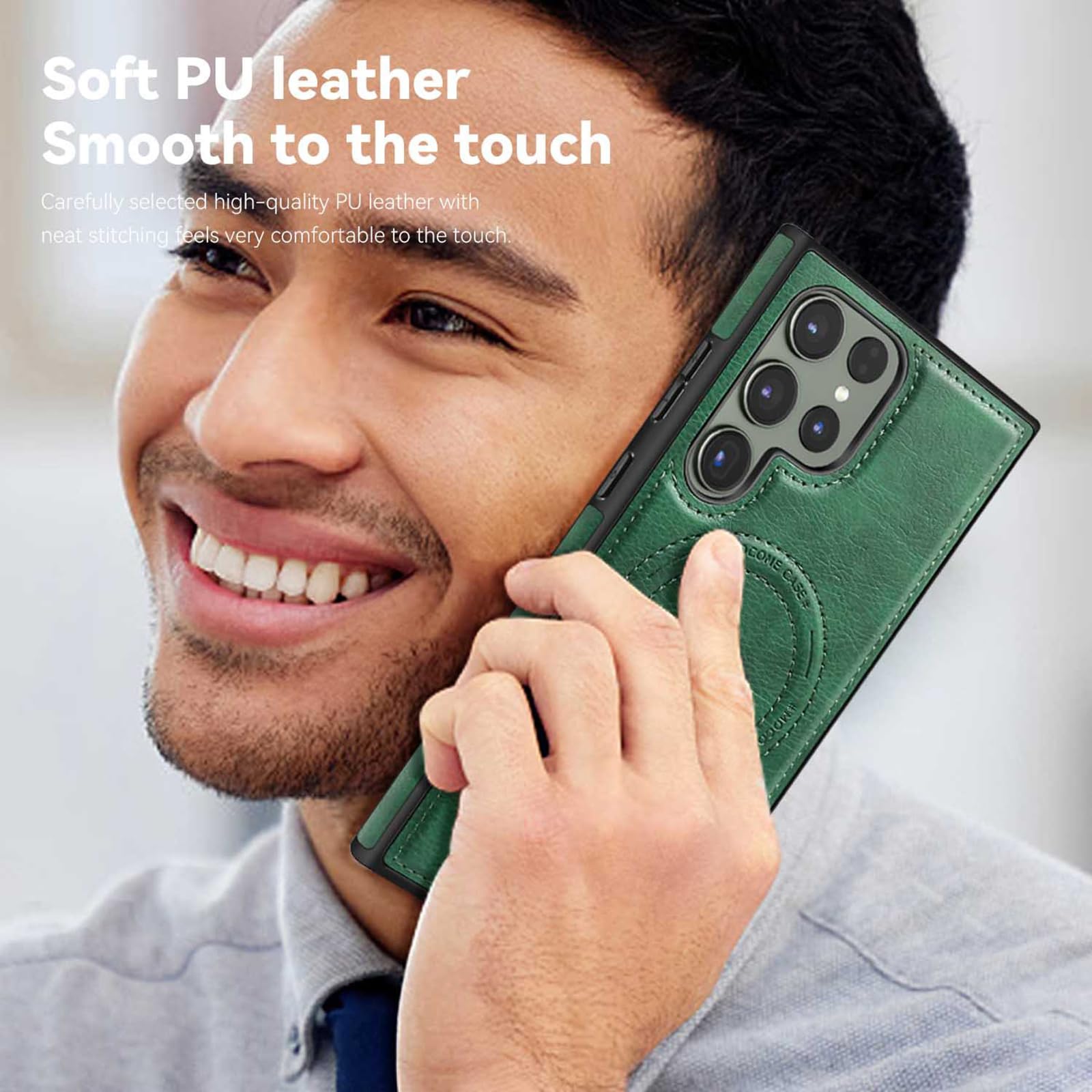 Magnetyczne etui do Samsung Galaxy S25 Ultra/S25 Plus/S25, cienki biznesowy skórzany pokrowiec z klapką z podstawką do ładowania bezprzewodowego, niebieski, S26 Ultra