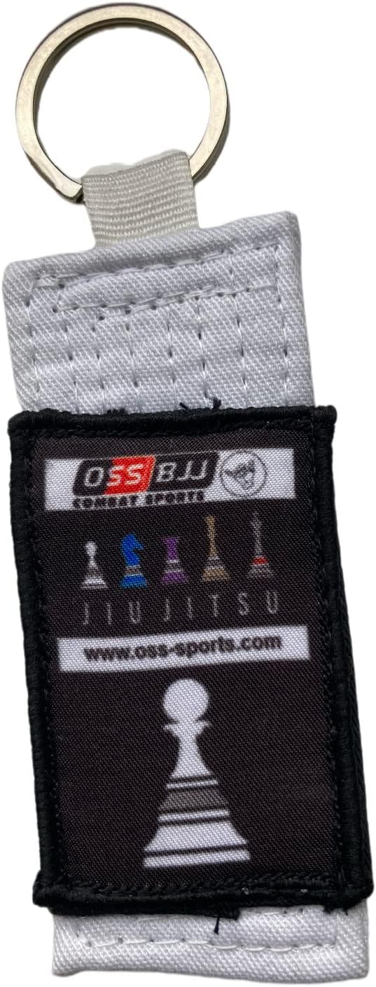 OSS Combat Sports BJJ Life Rank Keychain for Brazilian Jiu Jitsu MMA Gear All Belt Rankings Gift Key Chain (White)