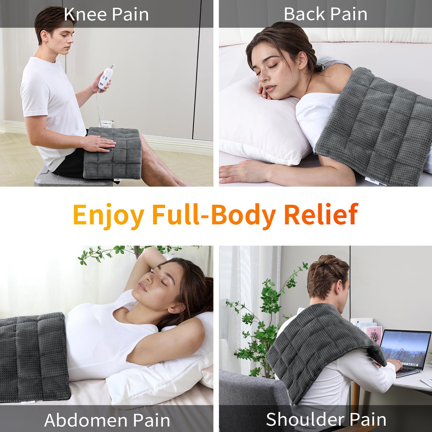 Almohadilla térmica para espalda, almohadilla térmica pesada para cuello, hombros, calambres y rodilla, 3 modos de masaje y 3 niveles de calor, apagado automático, regalos cálidos para