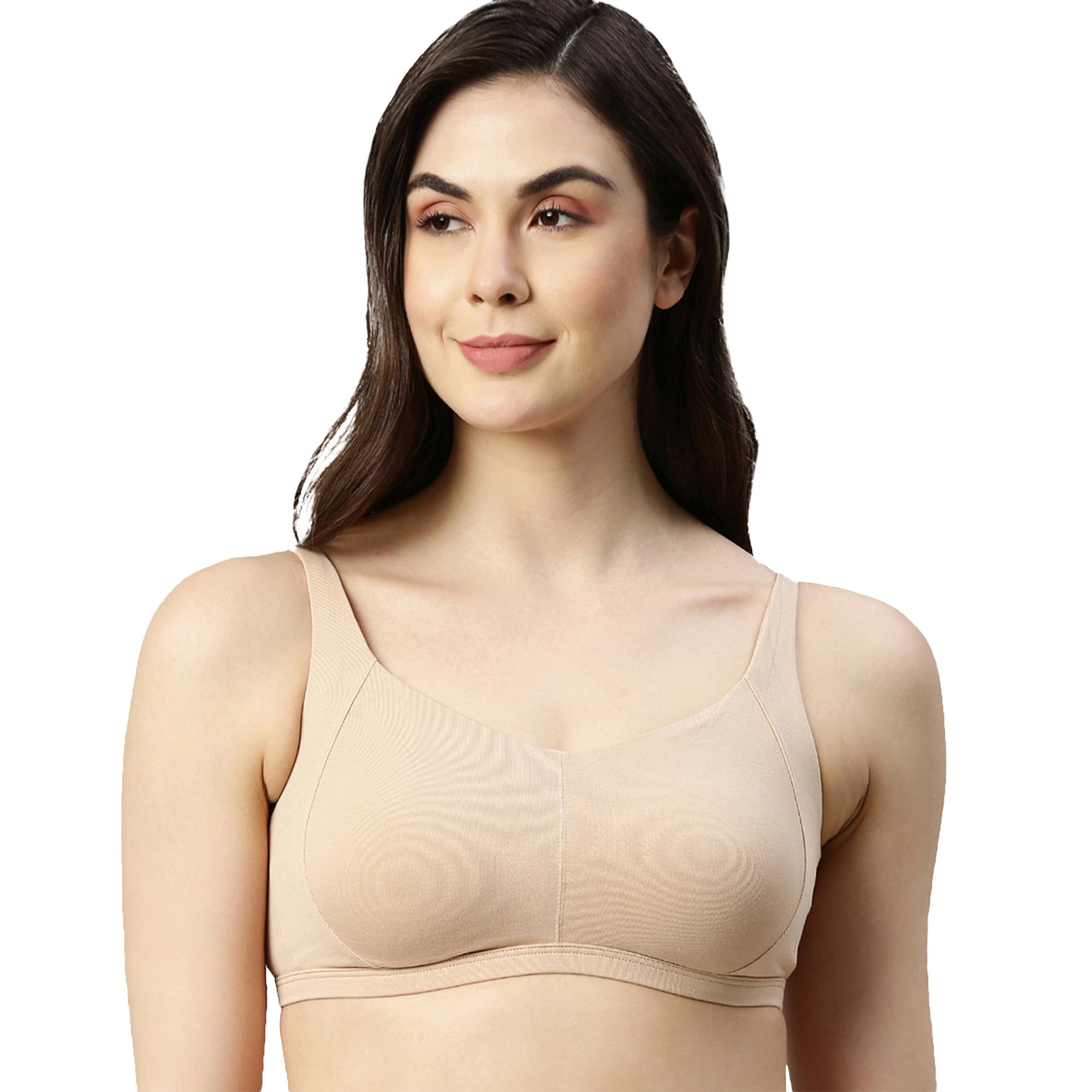 Innovations Intellifresh Antimicrobial Cotton Women's Everyday Minimizer T-Shirt Bra - Padded with Fixed Cups, Wirefree, Full Coverage - A058