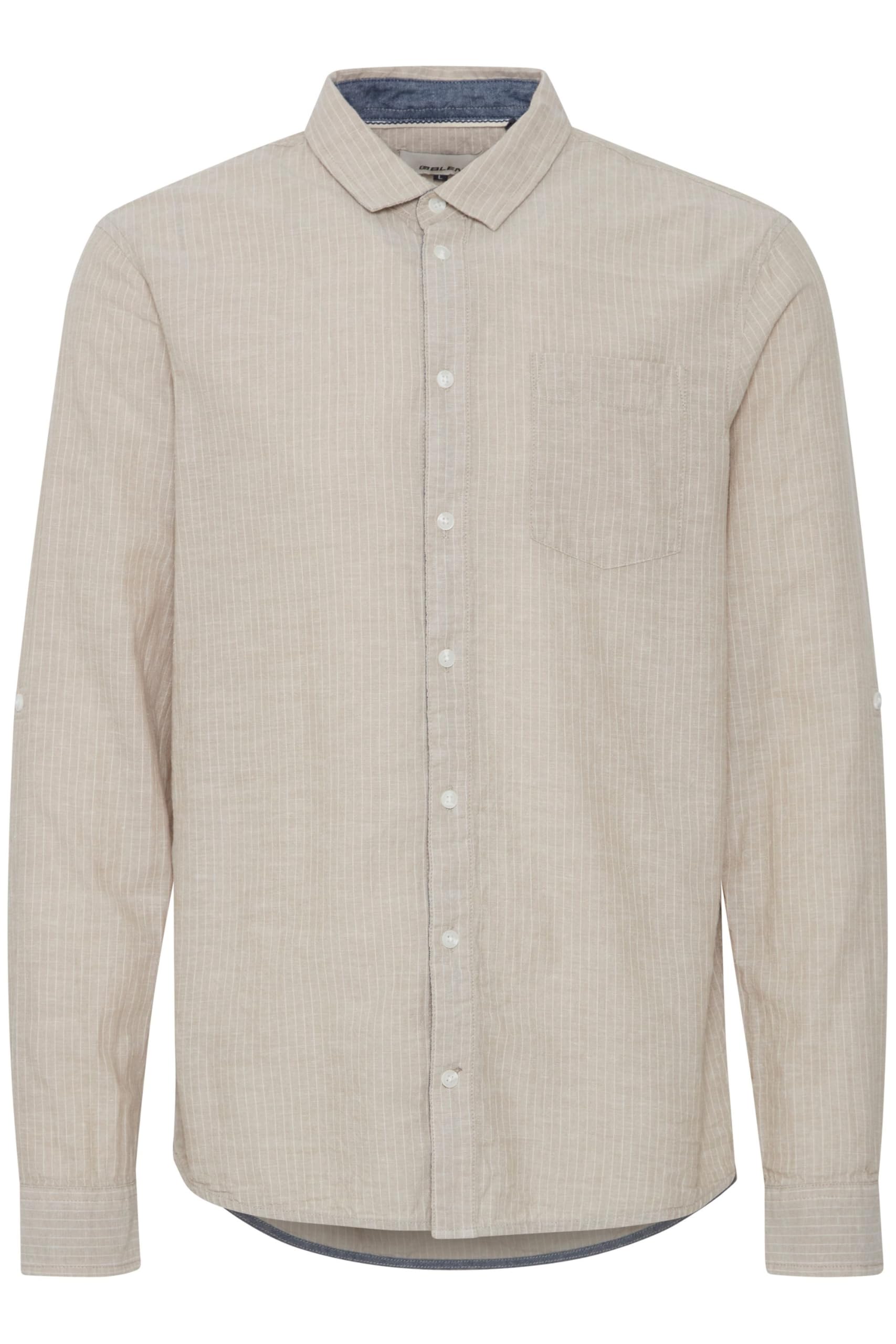Blend BHShirt Herren Hemd aus Leinenmix Langarmhemd mit Hemdkragen Knöpfen Brusttasche Regular fit