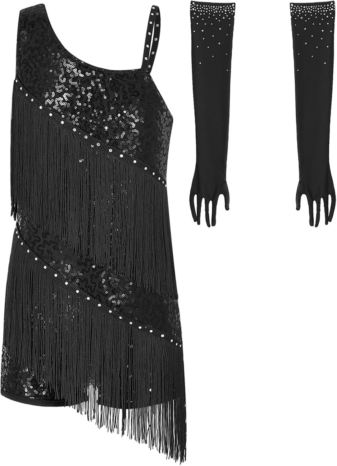 Girls' Fringed Dresses Sequin Tassel Leotards Jazz Latin Dance Performance Jumpsuit Ballroom Dancing Outfits