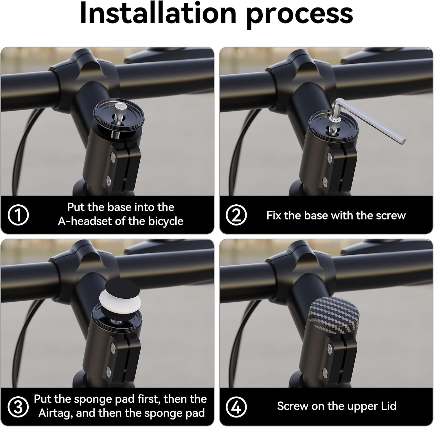 dlenp airtag bike mount waterproof airtag holder for bicycle hidden anti theft gps tracker fit bike headset tube 1 25 inch31 8mmcarbon pattern