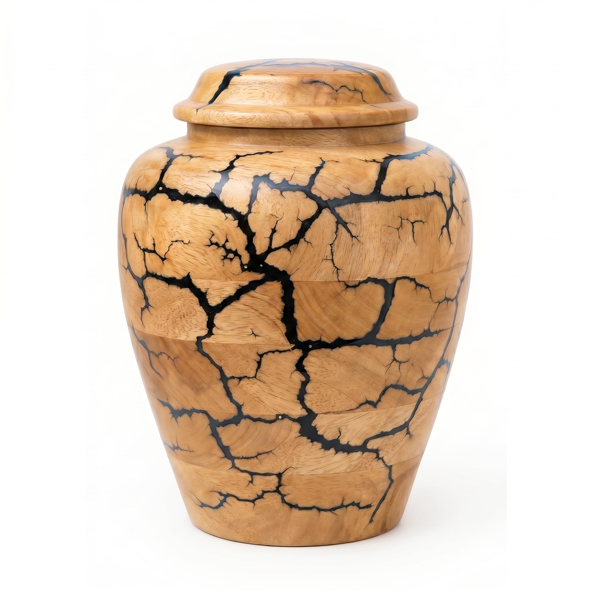 Prime Art Wooden Urns for Human Ashes Adult Cremation Urns for Adult Ashes Funeral Urns Wooden Urn Box Wooden Pet Urn Wooden Memorial Urn for Ashes (Black Resin, Large (200Cu/Inches))